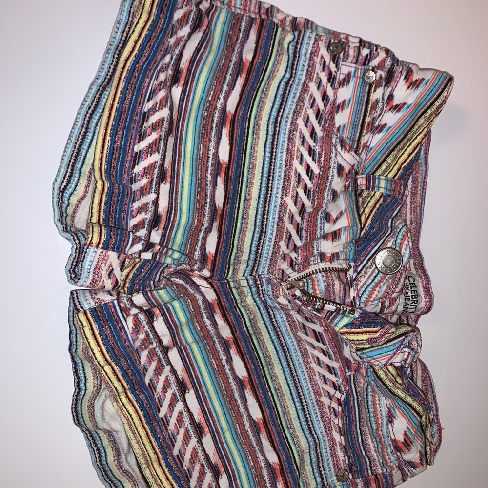 Celebrity pink shorts with Aztec pattern
